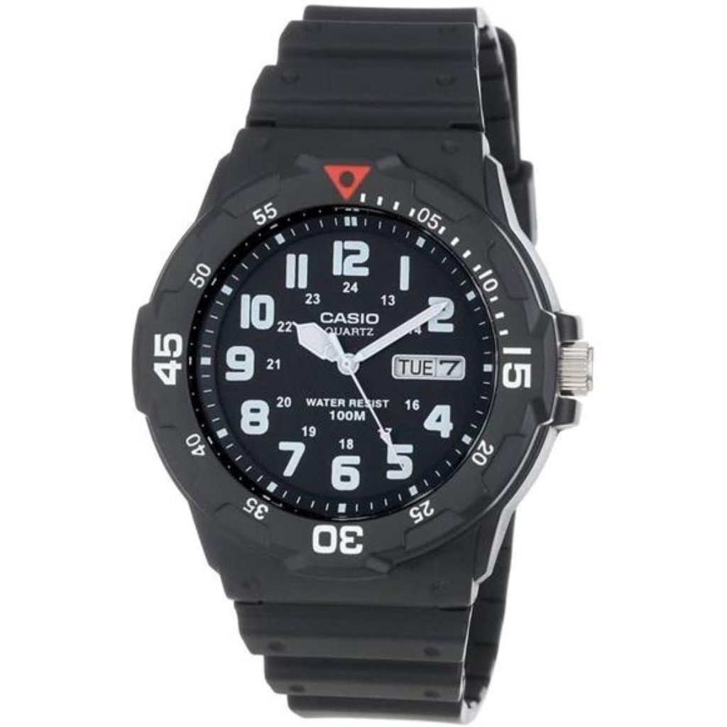 Men's Quartz Day-Date Indicator Black Resin Dive Watch (Model: Mrw200h-1bv)